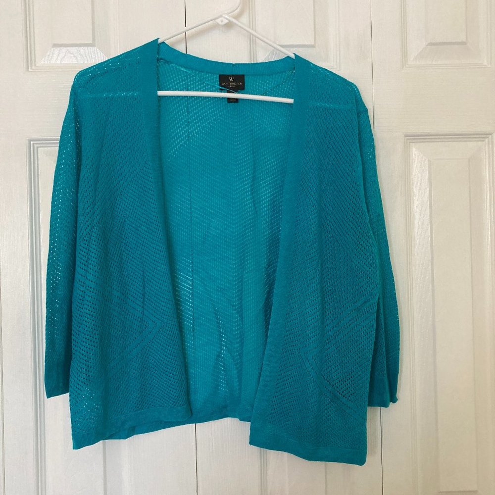 Worthington 7/8 Sleeve Knit Cardigan Petite Small